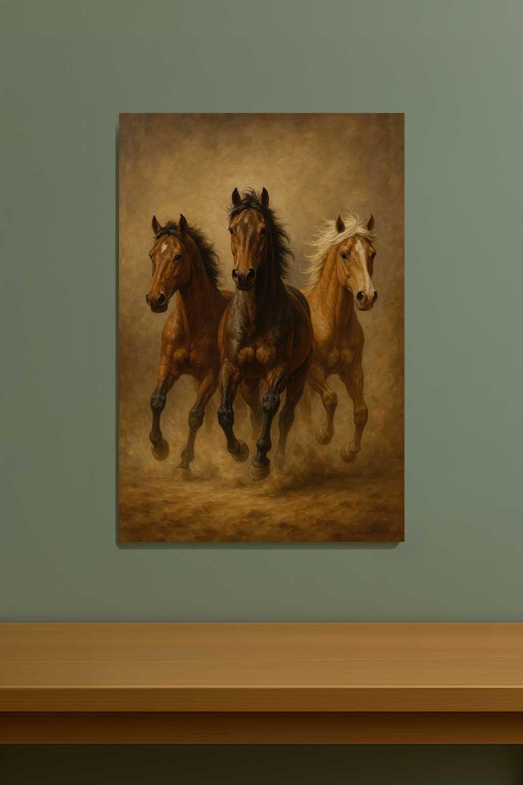 At Figürlü Kanvas Tablo %100 Pamuk Kumaş, Yüksek Çözünürlük