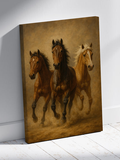 At Figürlü Kanvas Tablo %100 Pamuk Kumaş, Yüksek Çözünürlük