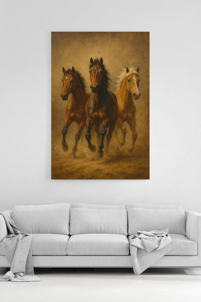 At Figürlü Kanvas Tablo %100 Pamuk Kumaş, Yüksek Çözünürlük