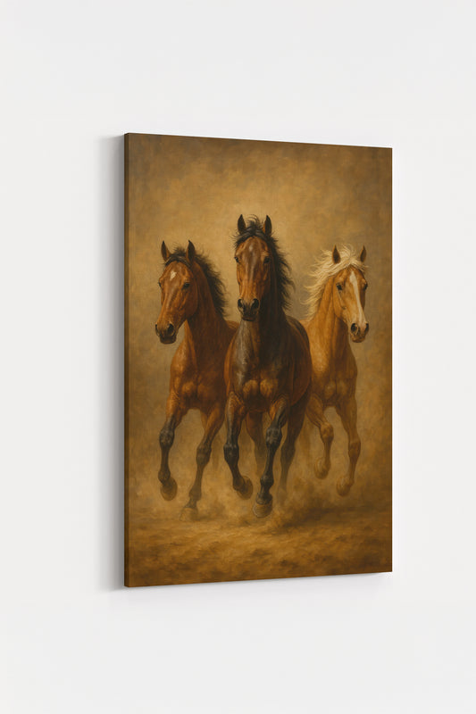 At Figürlü Kanvas Tablo %100 Pamuk Kumaş, Yüksek Çözünürlük