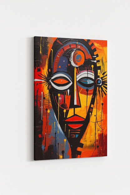 Soyut Afrika Maskesi Temalı Kanvas Tablo Modern Sanat Duvar Dekoru %100 Pamuk Kanvas