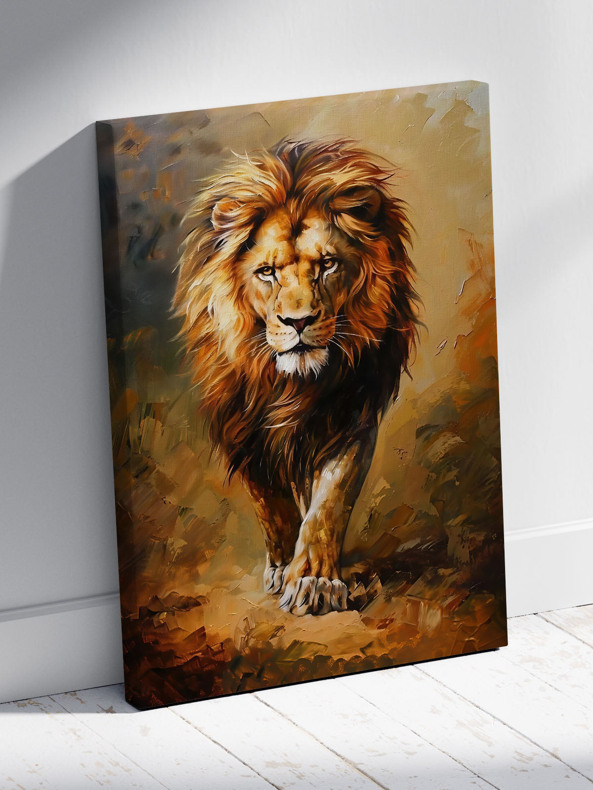 Aslan Portresi Kanvas Tablo Yaban Hayatı Sanatı Duvar Dekoru %100 Pamuk Kanvas
