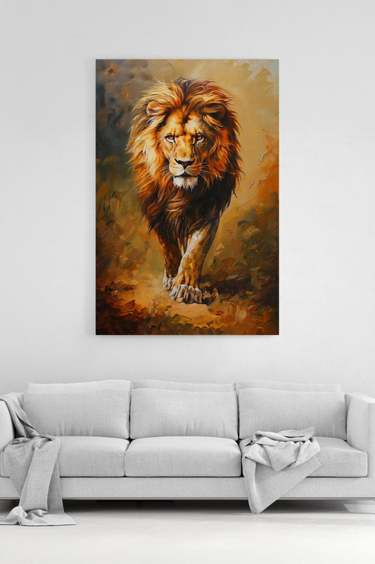 Aslan Portresi Kanvas Tablo Yaban Hayatı Sanatı Duvar Dekoru %100 Pamuk Kanvas