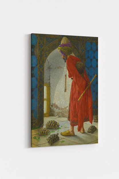 Kaplumbağa Terbiyecisi Tablosu Osman Hamdi Bey'in Eşsiz Eseri Premium %100 Pamuk Tuval