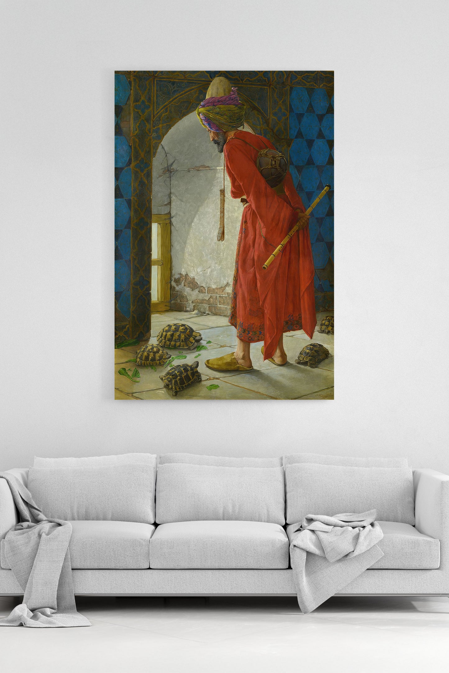 Kaplumbağa Terbiyecisi Tablosu Osman Hamdi Bey'in Eşsiz Eseri Premium %100 Pamuk Tuval