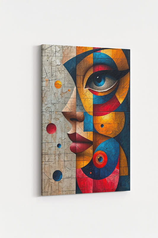 Soyut Kübik Kadın Portresi Kanvas Tablo Modern Sanat Duvar Dekoru %100 Pamuk Kanvas