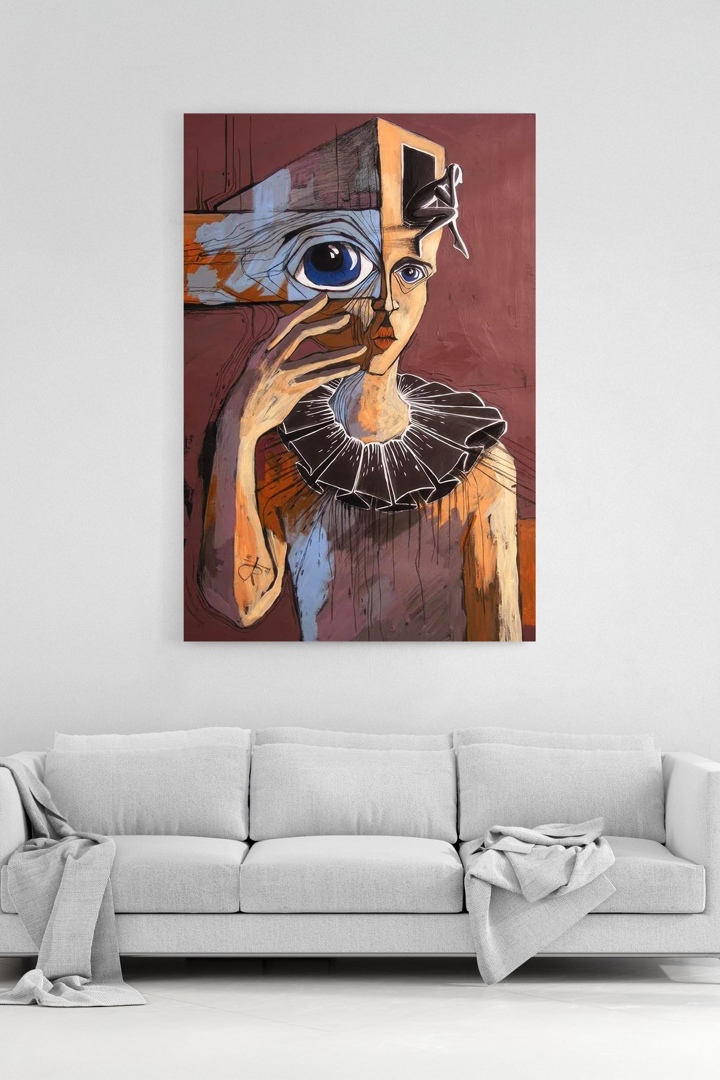 Çağdaş Sanat İnsan Figürü Kanvası Özgün ve Çarpıcı Ev Dekoru %100 Pamuk Kanvas